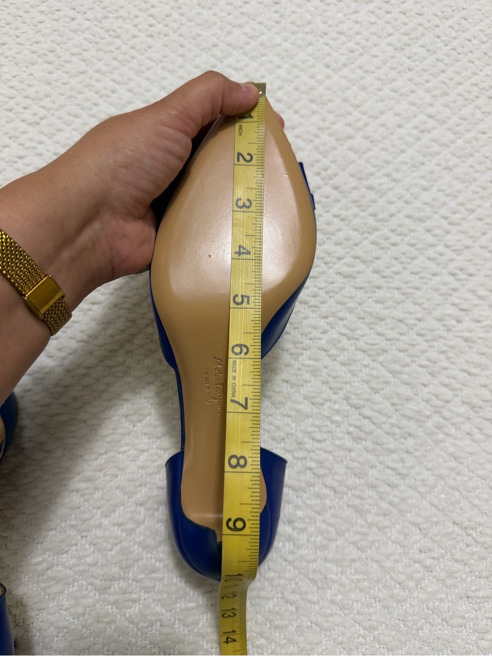 Salvatore Ferragamo Blue Leather Rietta Bow D'orsay Pointed Toe Women’s Size 10 - Picture 15 of 16